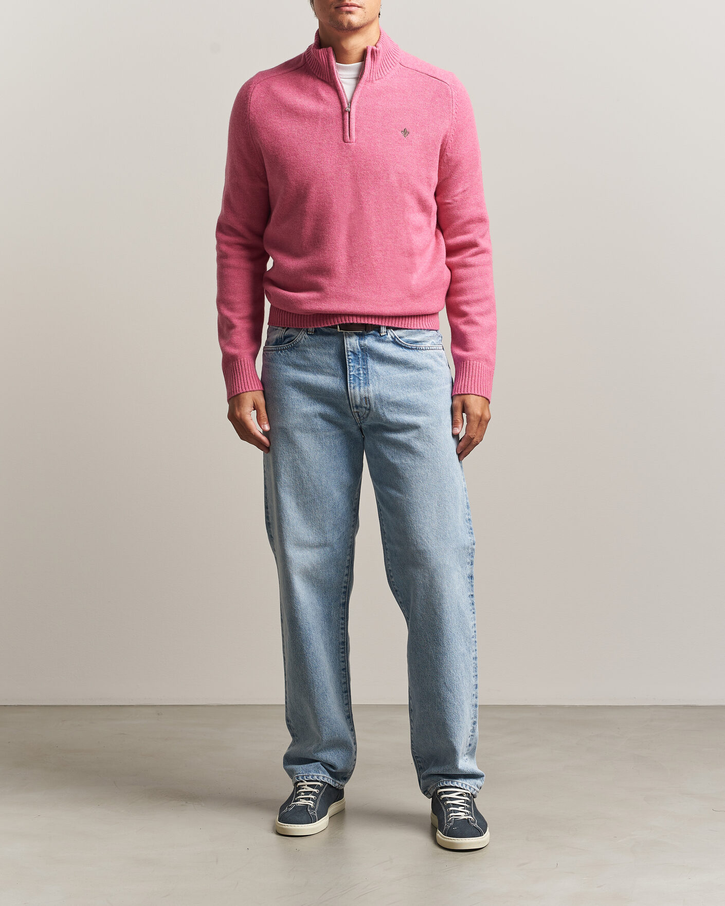 Mies | Puserot | Morris | Hertford Lambswool Half Zip Cerise