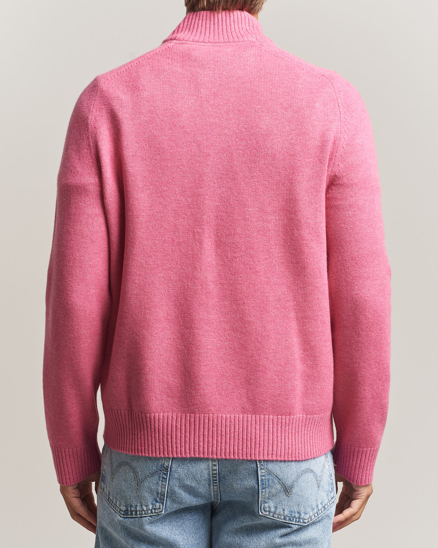 Mies | Puserot | Morris | Hertford Lambswool Half Zip Cerise