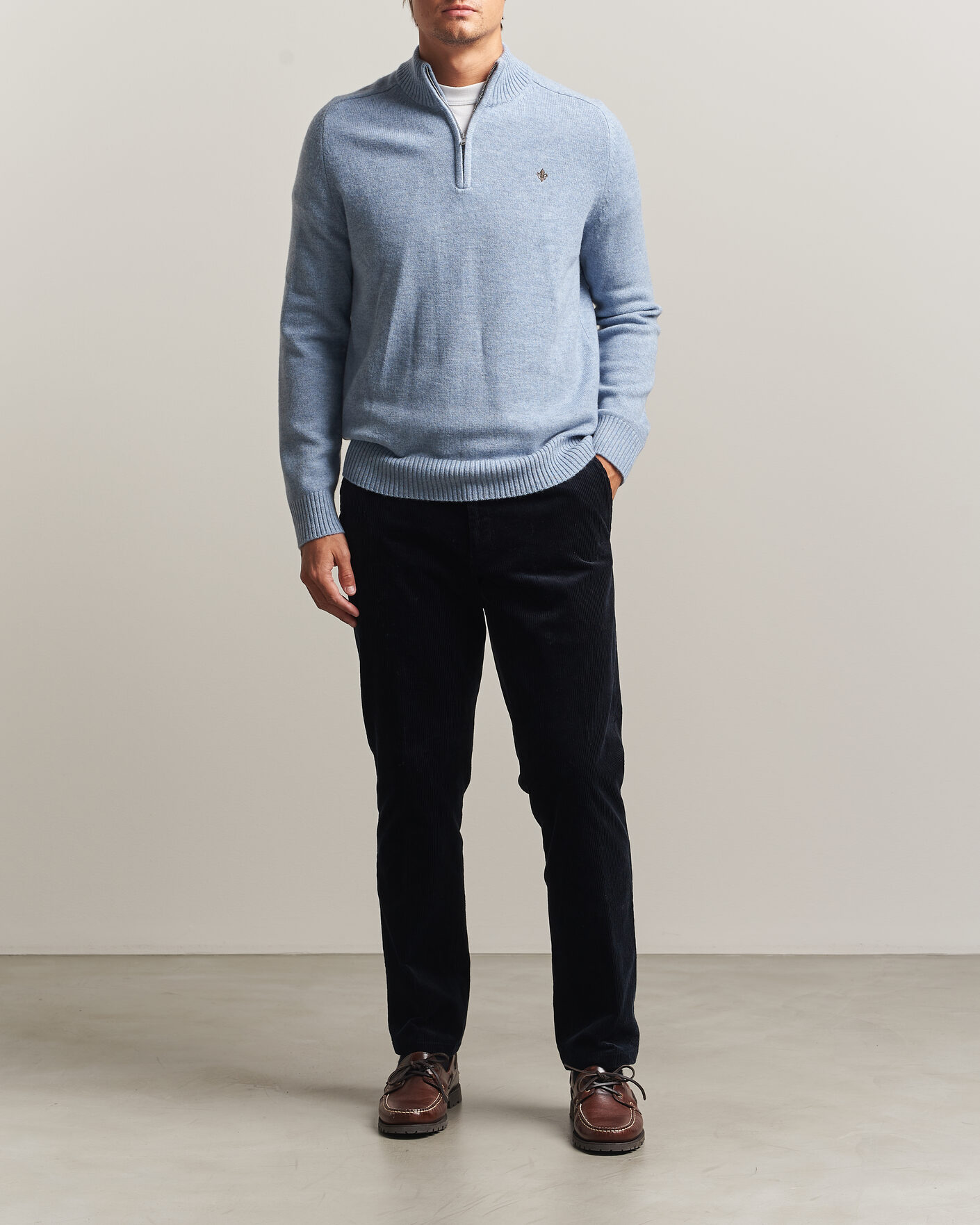 Mies | Puserot | Morris | Hertford Lambswool Half Zip Blue