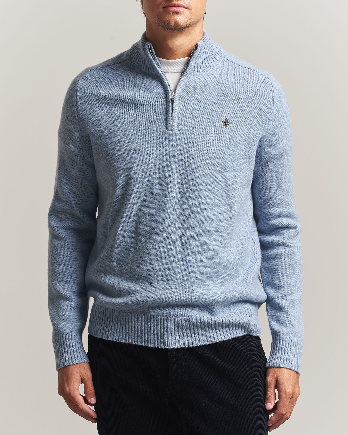 Mies | Puserot | Morris | Hertford Lambswool Half Zip Blue
