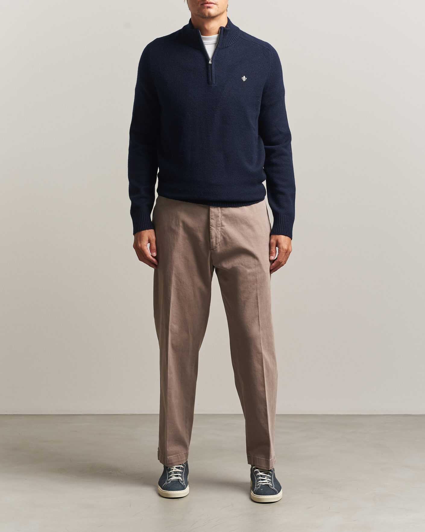 Mies | Puserot | Morris | Hertford Lambswool Half Zip Navy