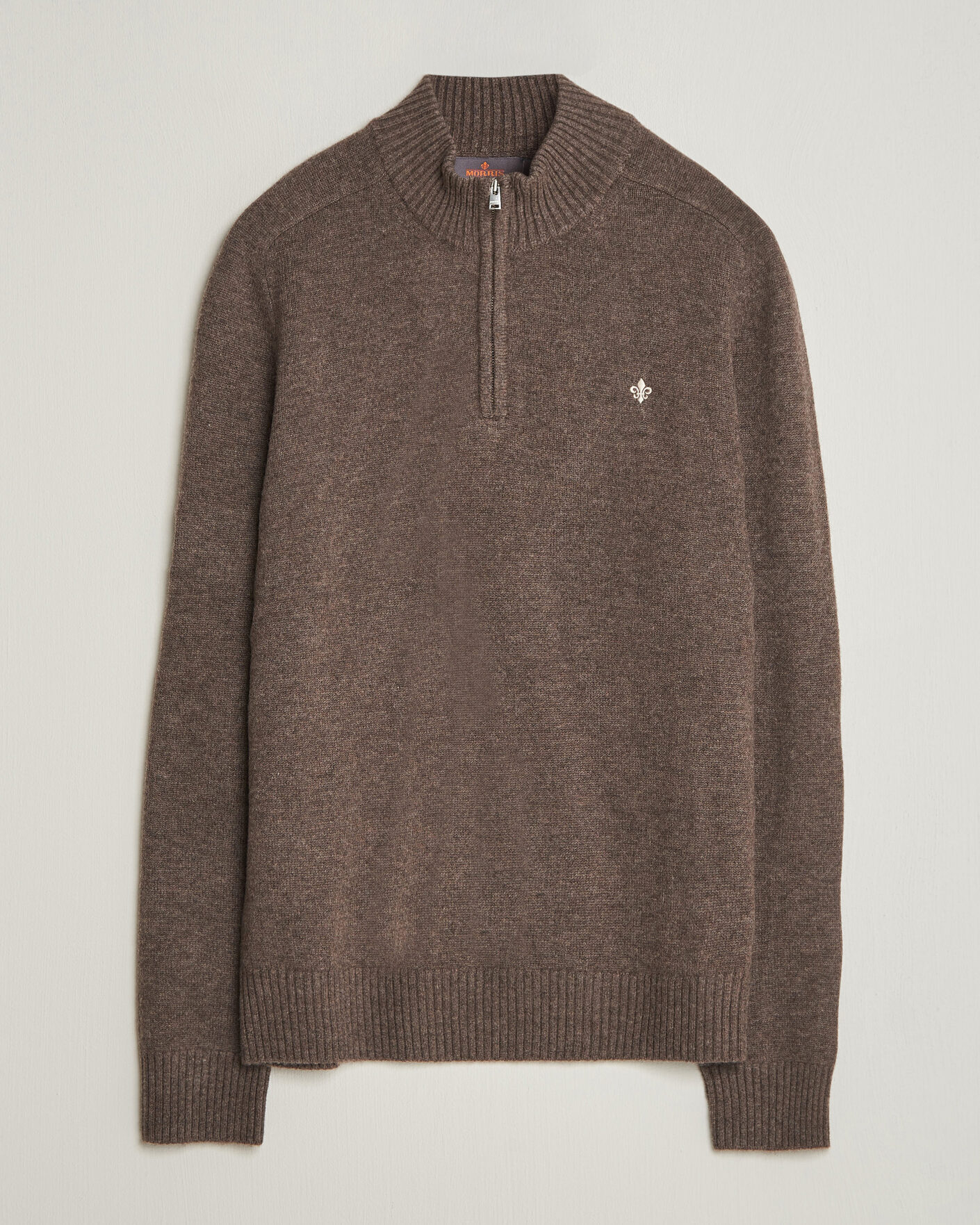 Mies | Puserot | Morris | Hertford Lambswool Half Zip Brown