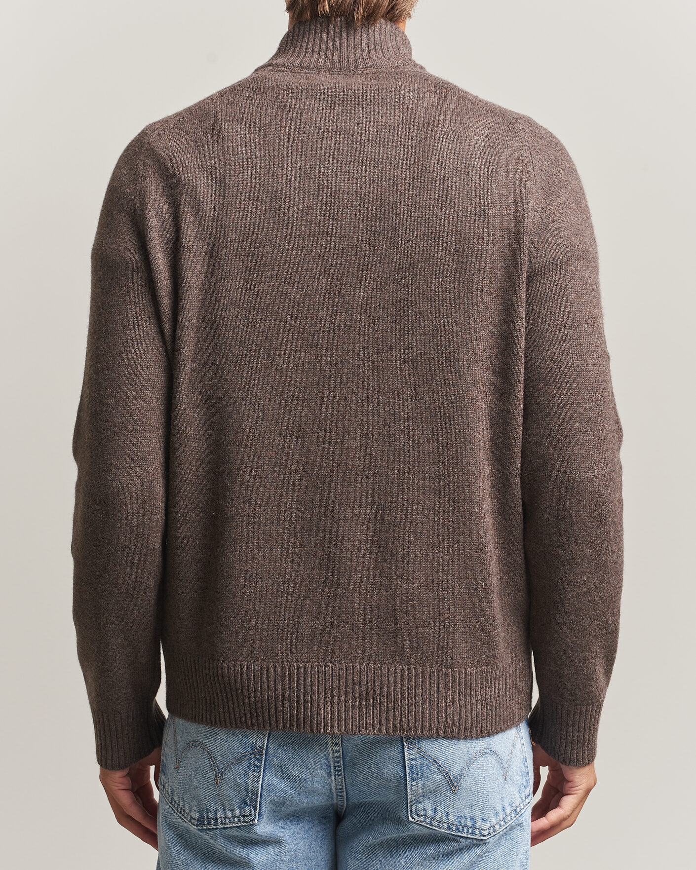 Mies | Puserot | Morris | Hertford Lambswool Half Zip Brown