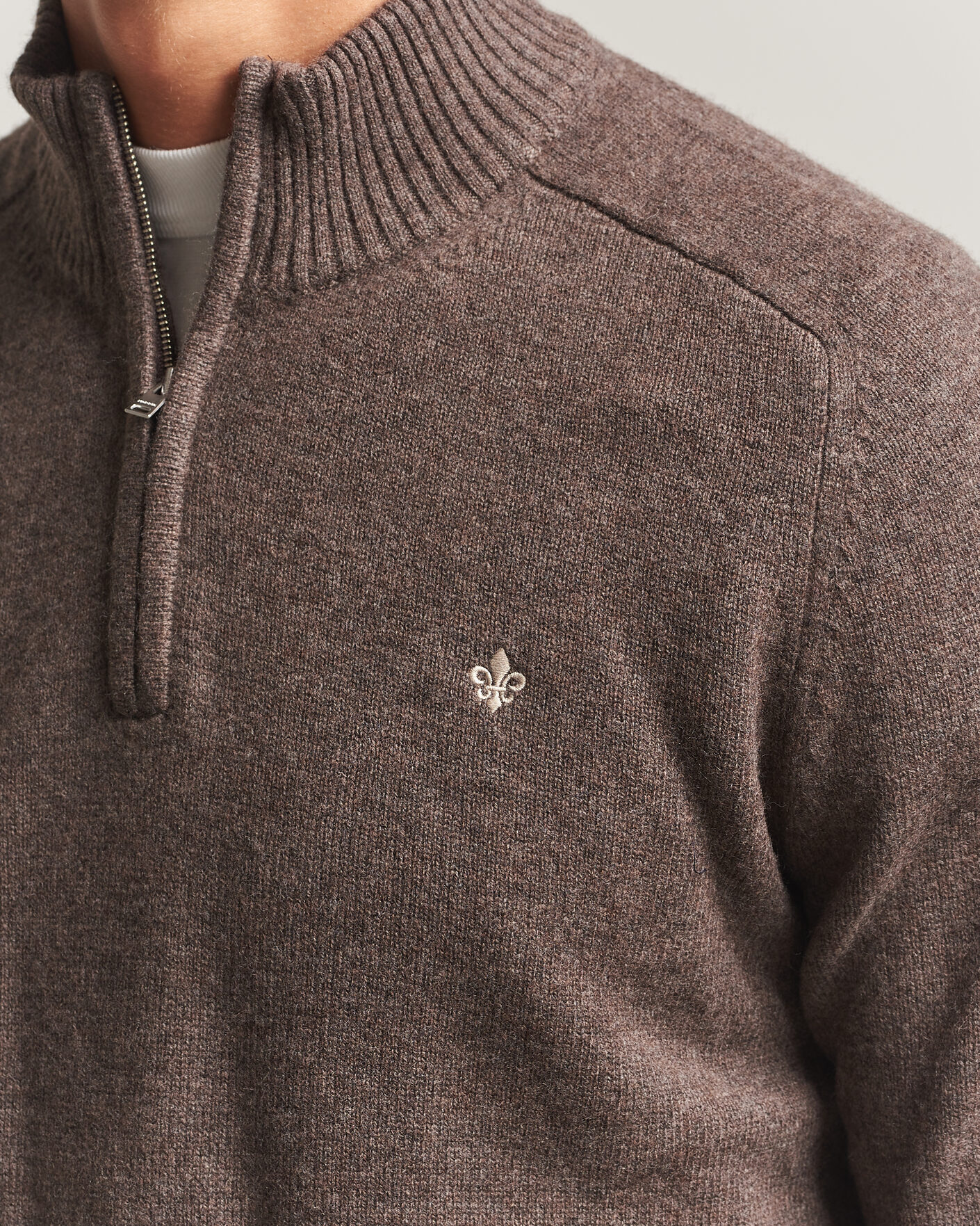 Mies | Puserot | Morris | Hertford Lambswool Half Zip Brown