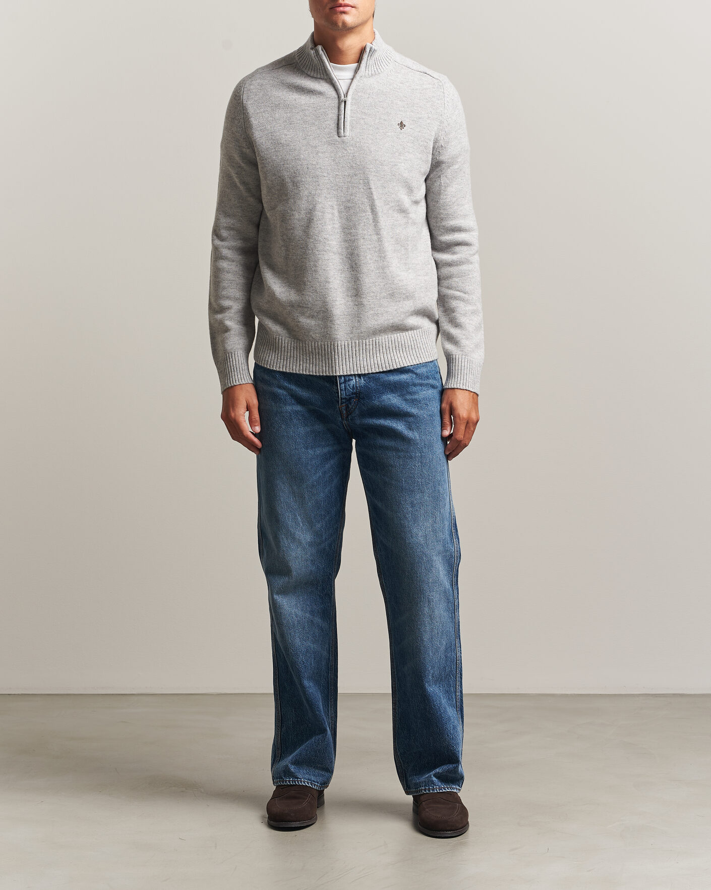 Mies | Puserot | Morris | Hertford Lambswool Half Zip Grey