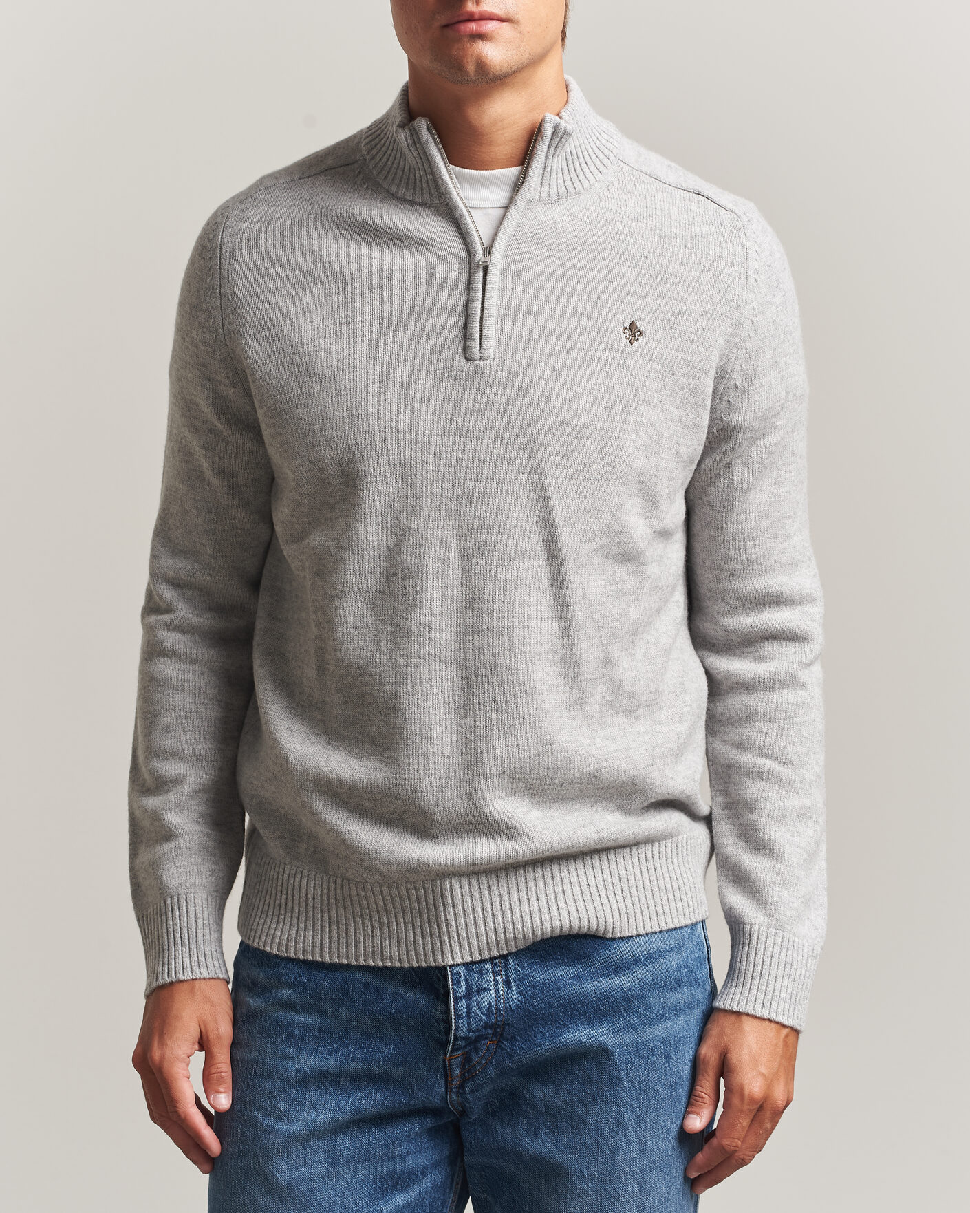 Mies | Puserot | Morris | Hertford Lambswool Half Zip Grey