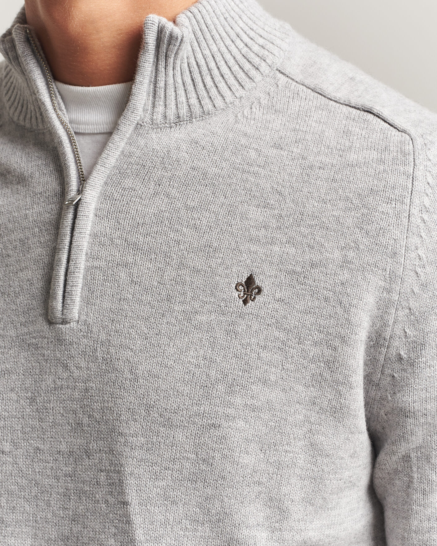 Mies | Puserot | Morris | Hertford Lambswool Half Zip Grey