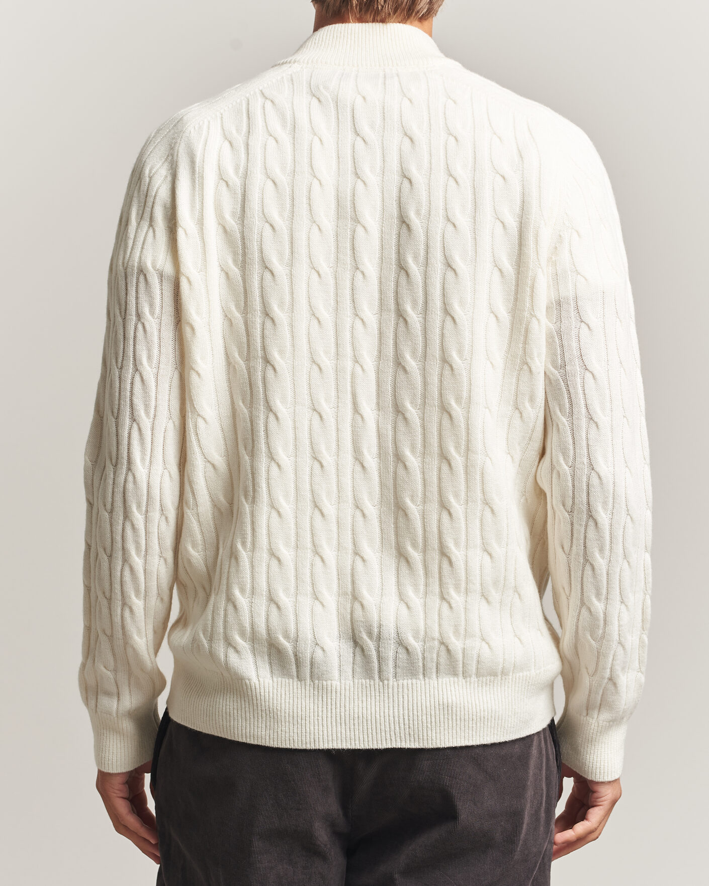 Mies | Puserot | Morris | Hertford Cable Half Zip Off White