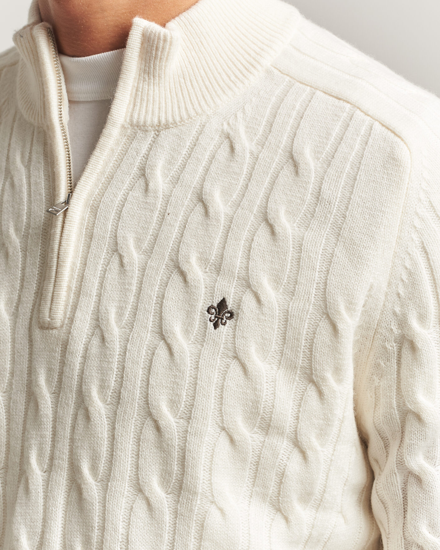 Mies | Puserot | Morris | Hertford Cable Half Zip Off White
