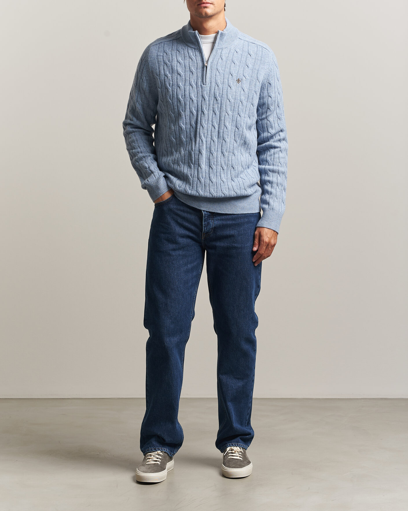 Mies | Puserot | Morris | Hertford Cable Half Zip Blue