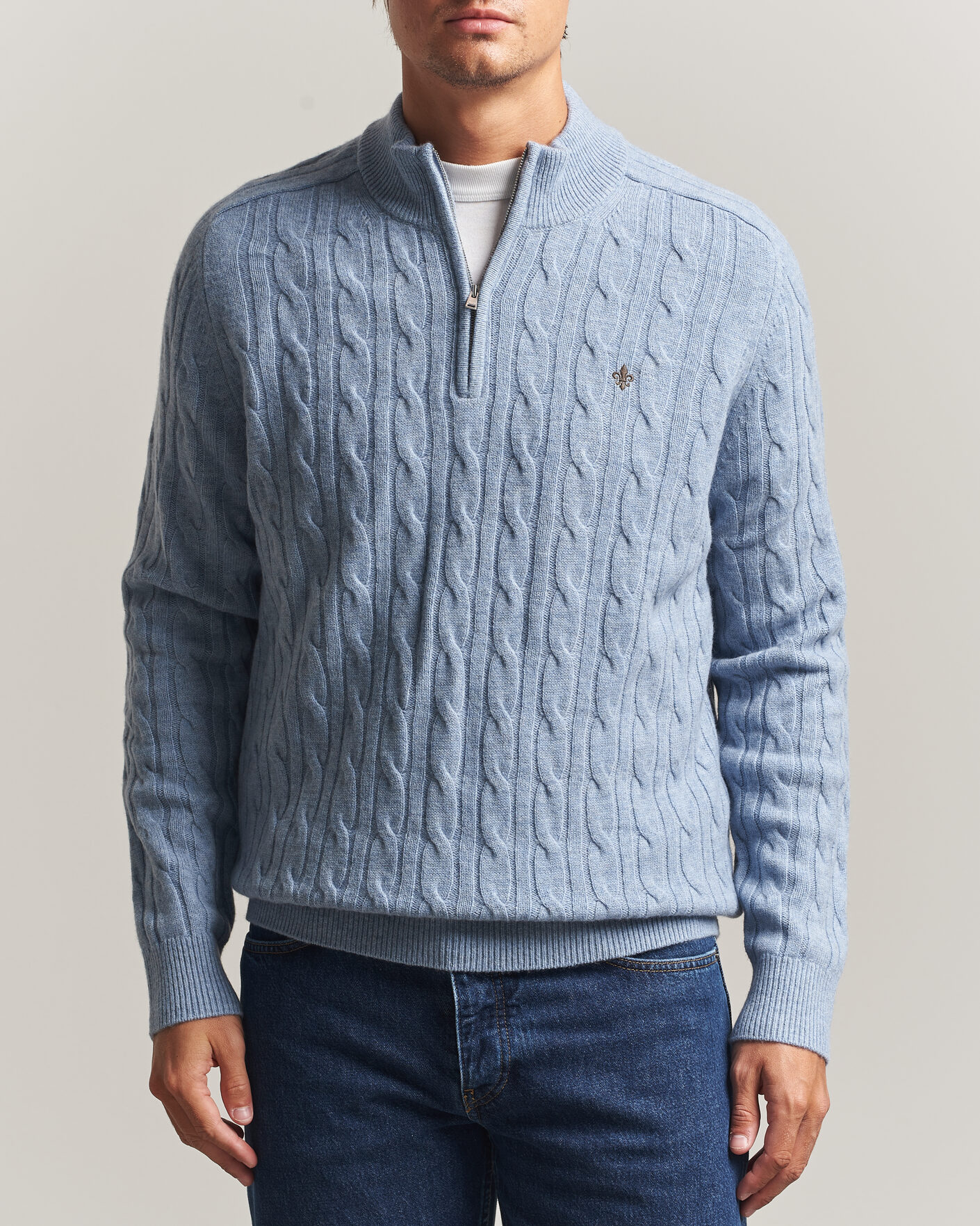Mies | Puserot | Morris | Hertford Cable Half Zip Blue