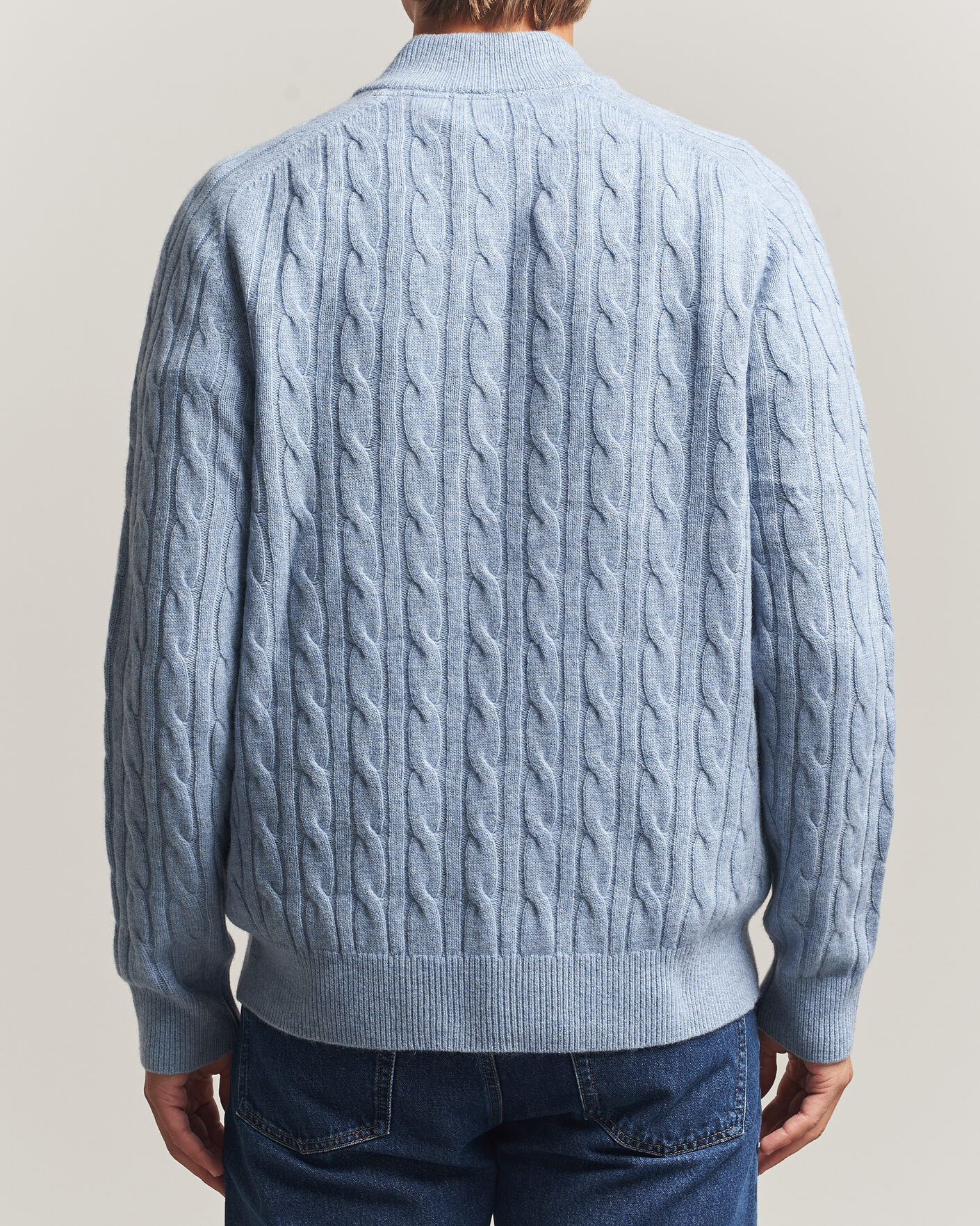 Mies | Puserot | Morris | Hertford Cable Half Zip Blue