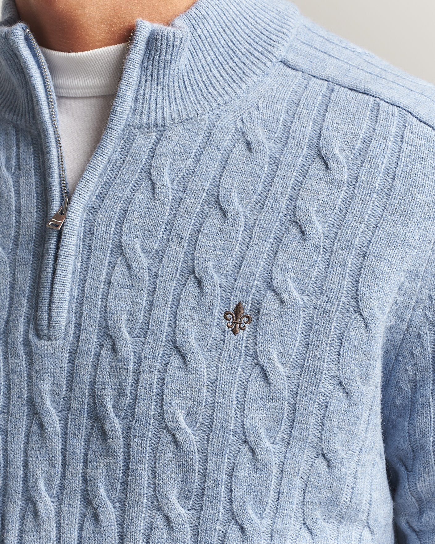 Mies | Puserot | Morris | Hertford Cable Half Zip Blue