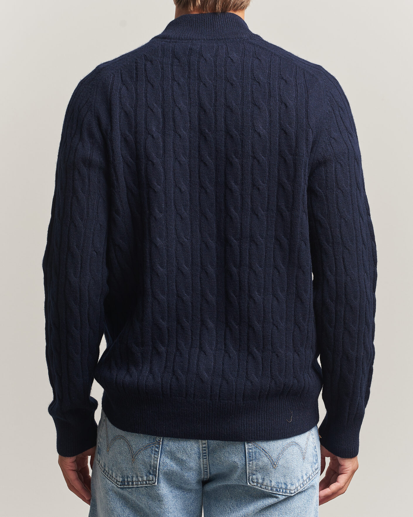 Mies | Puserot | Morris | Hertford Cable Half Zip Navy