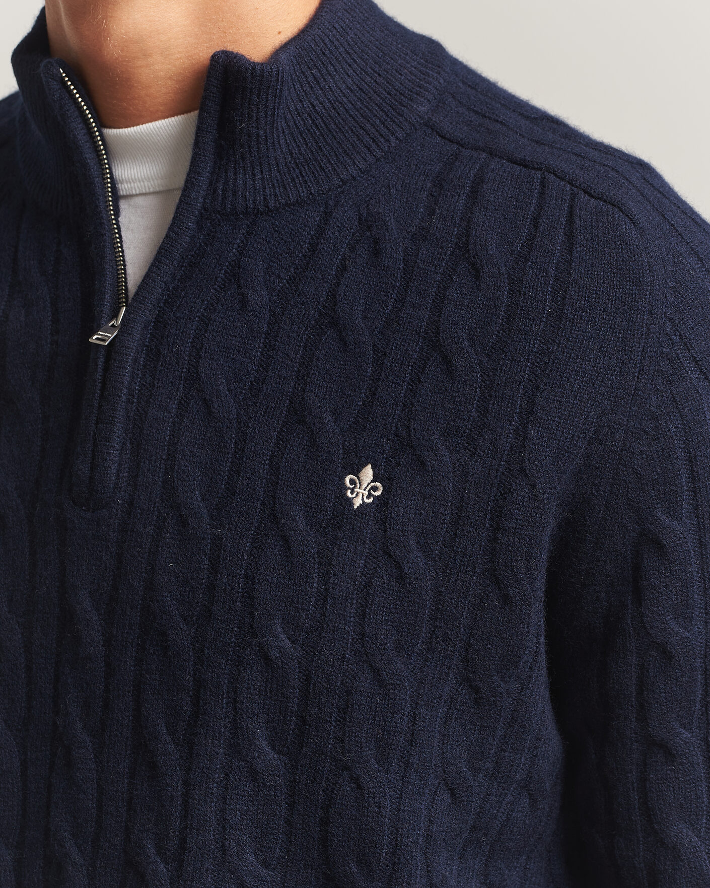 Mies | Puserot | Morris | Hertford Cable Half Zip Navy