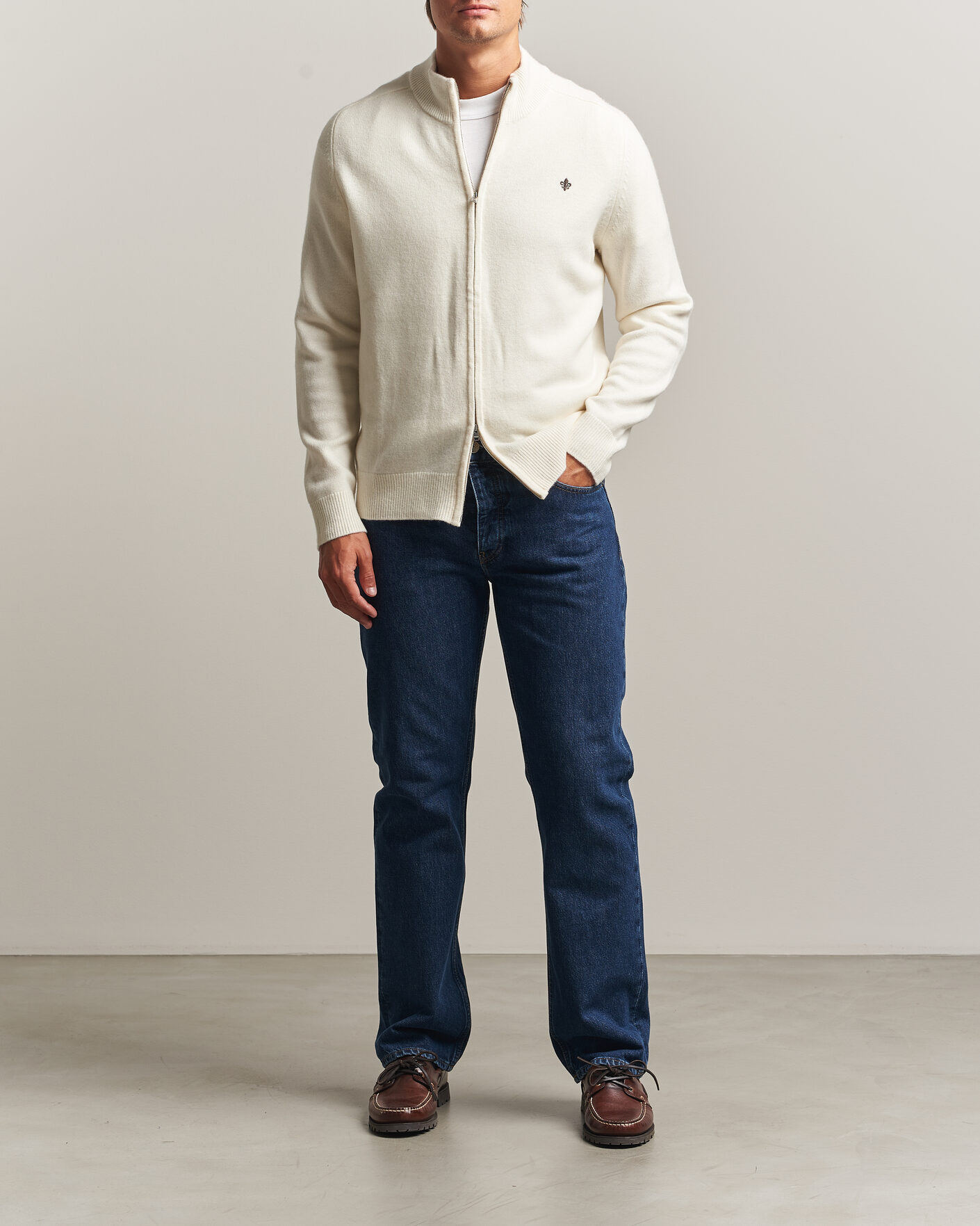 Mies | Puserot | Morris | Hertford Zip Cardigan Off White