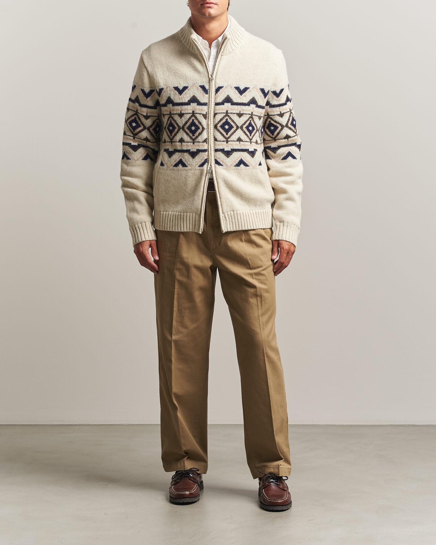 Mies | Puserot | Morris | Hadley Zip Cardigan Off White