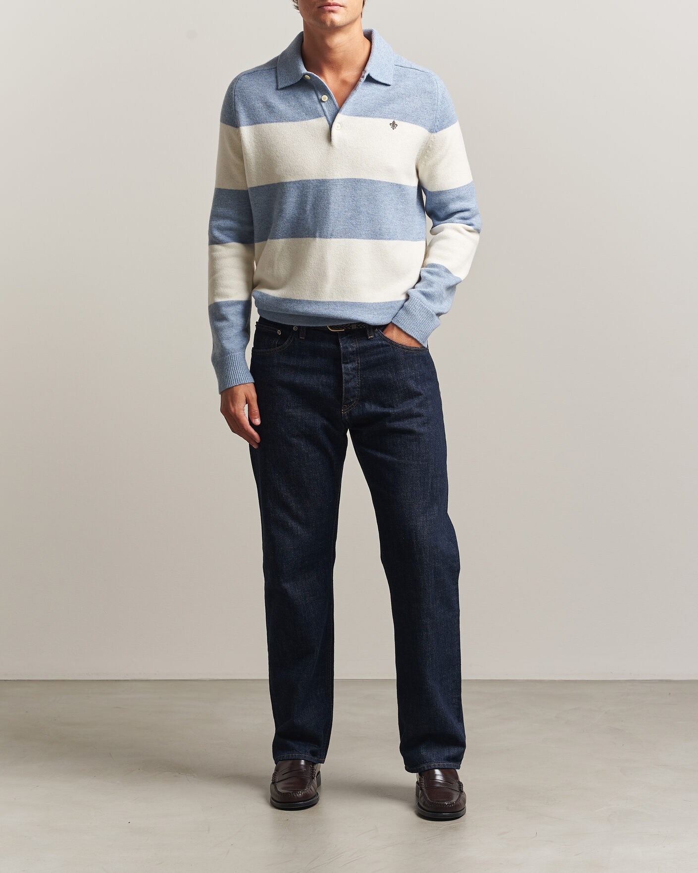 Mies | Puserot | Morris | Hertford Knitted Polo Blue