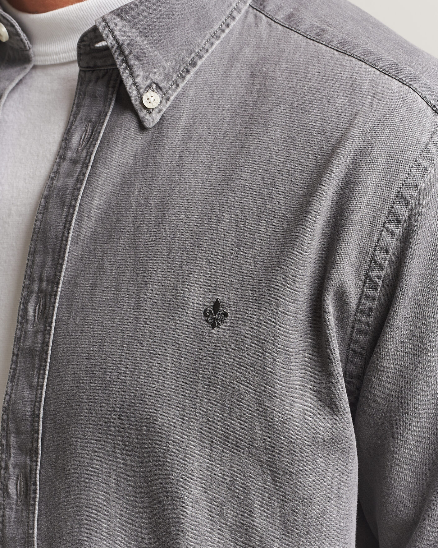 Mies | Kauluspaidat | Morris | Light Denim Shirt Grey