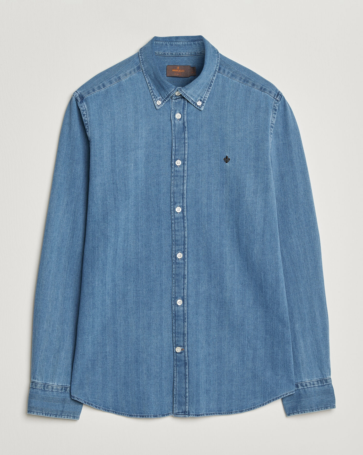 Mies | Kauluspaidat | Morris | Indigo Herringbone Shirt Light Blue
