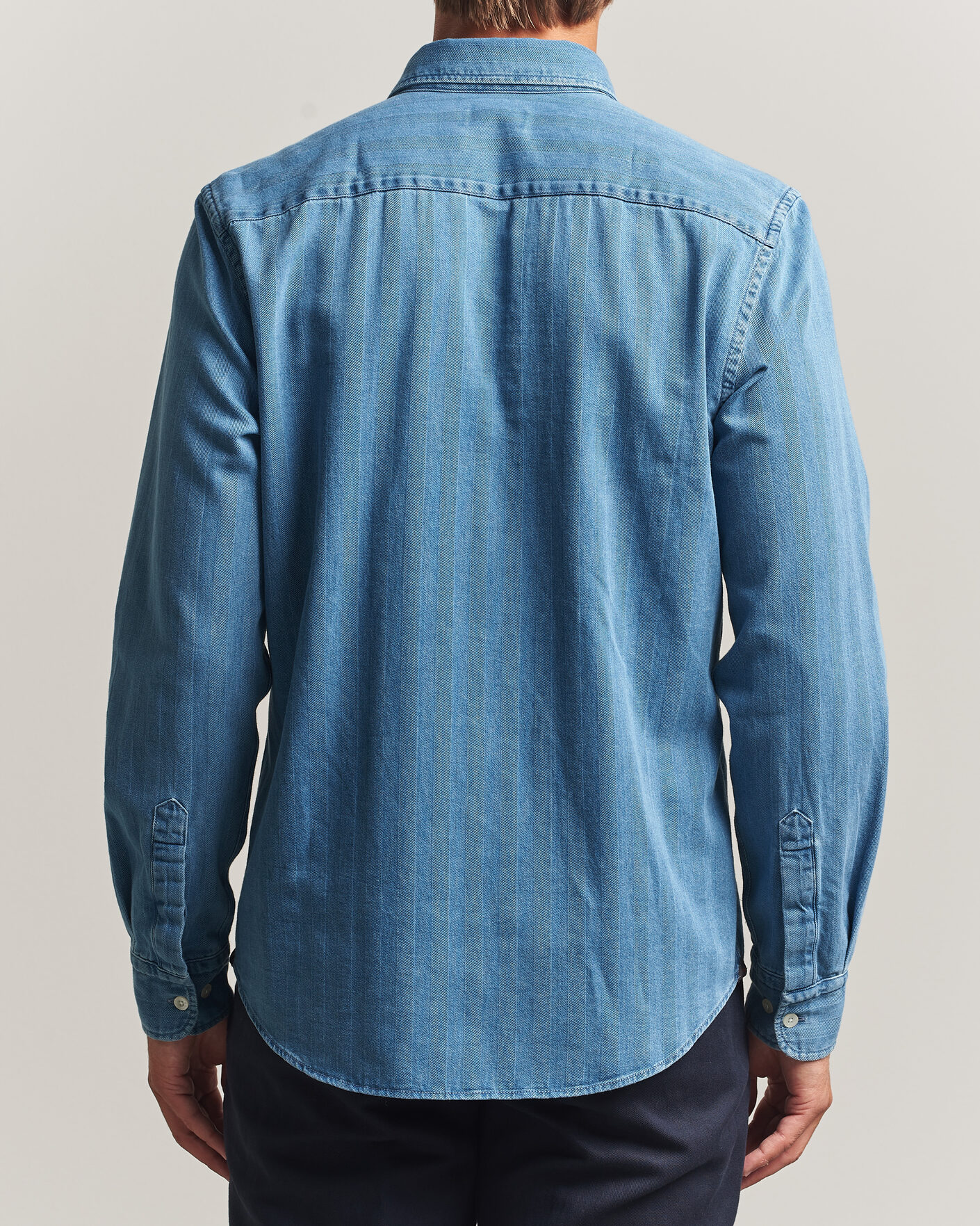 Mies | Kauluspaidat | Morris | Indigo Herringbone Shirt Light Blue