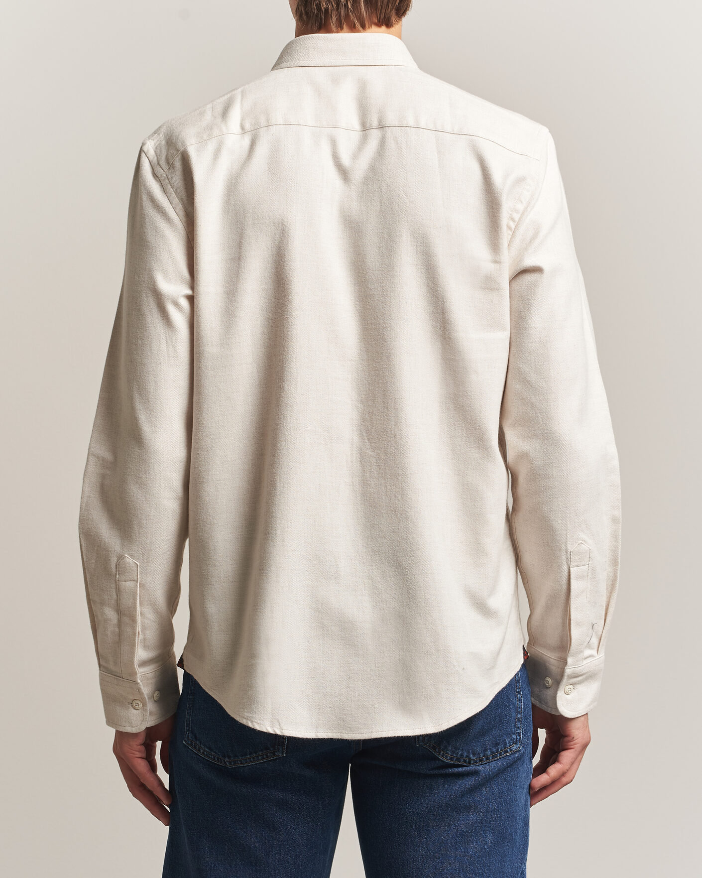 Mies | Kauluspaidat | Morris | Flannel Herringbone Shirt Off White