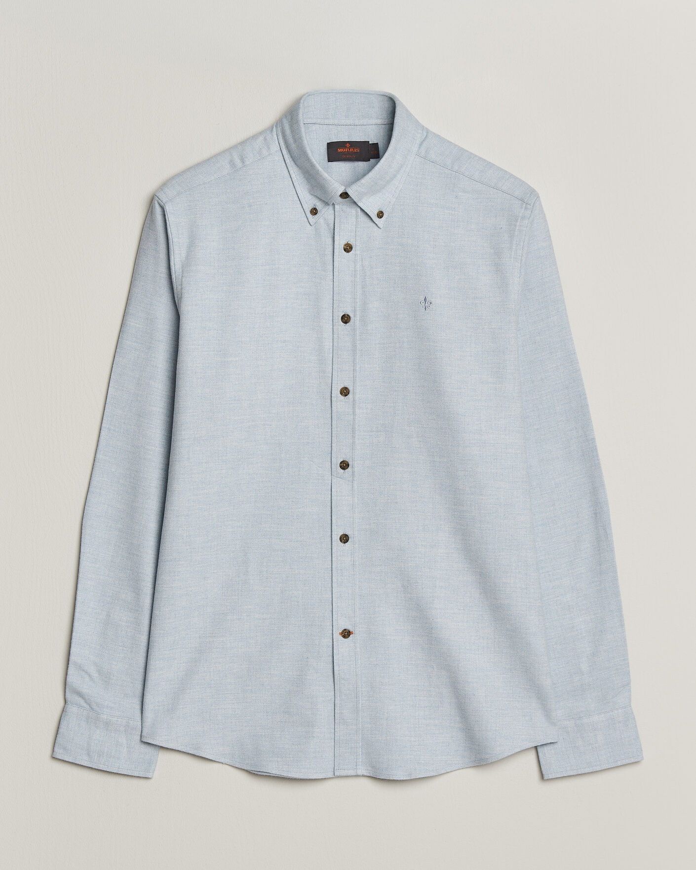 Mies | Kauluspaidat | Morris | Flannel Herringbone Shirt Light Blue
