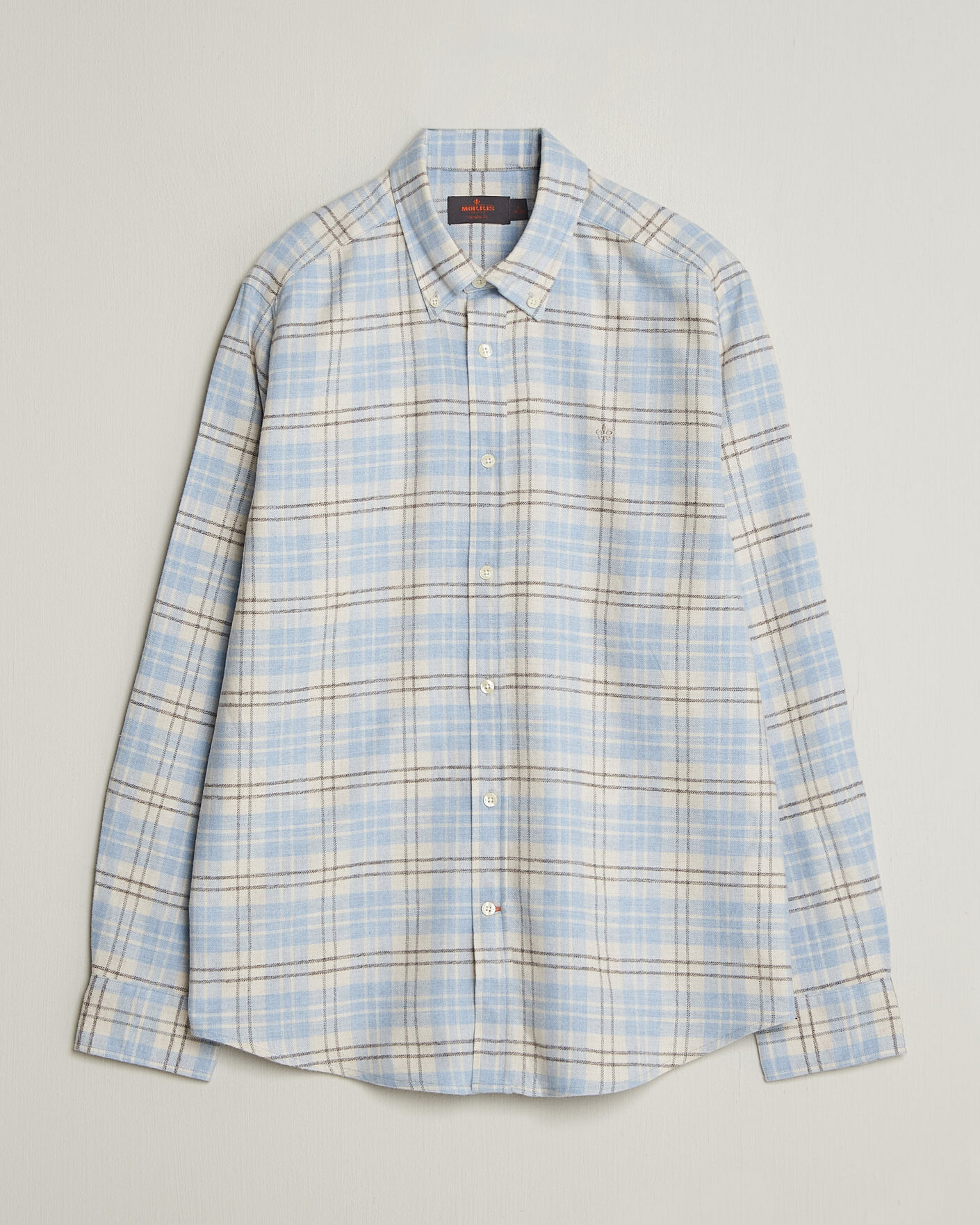 Mies | Kauluspaidat | Morris | Flannel Mouliné Shirt Light Blue