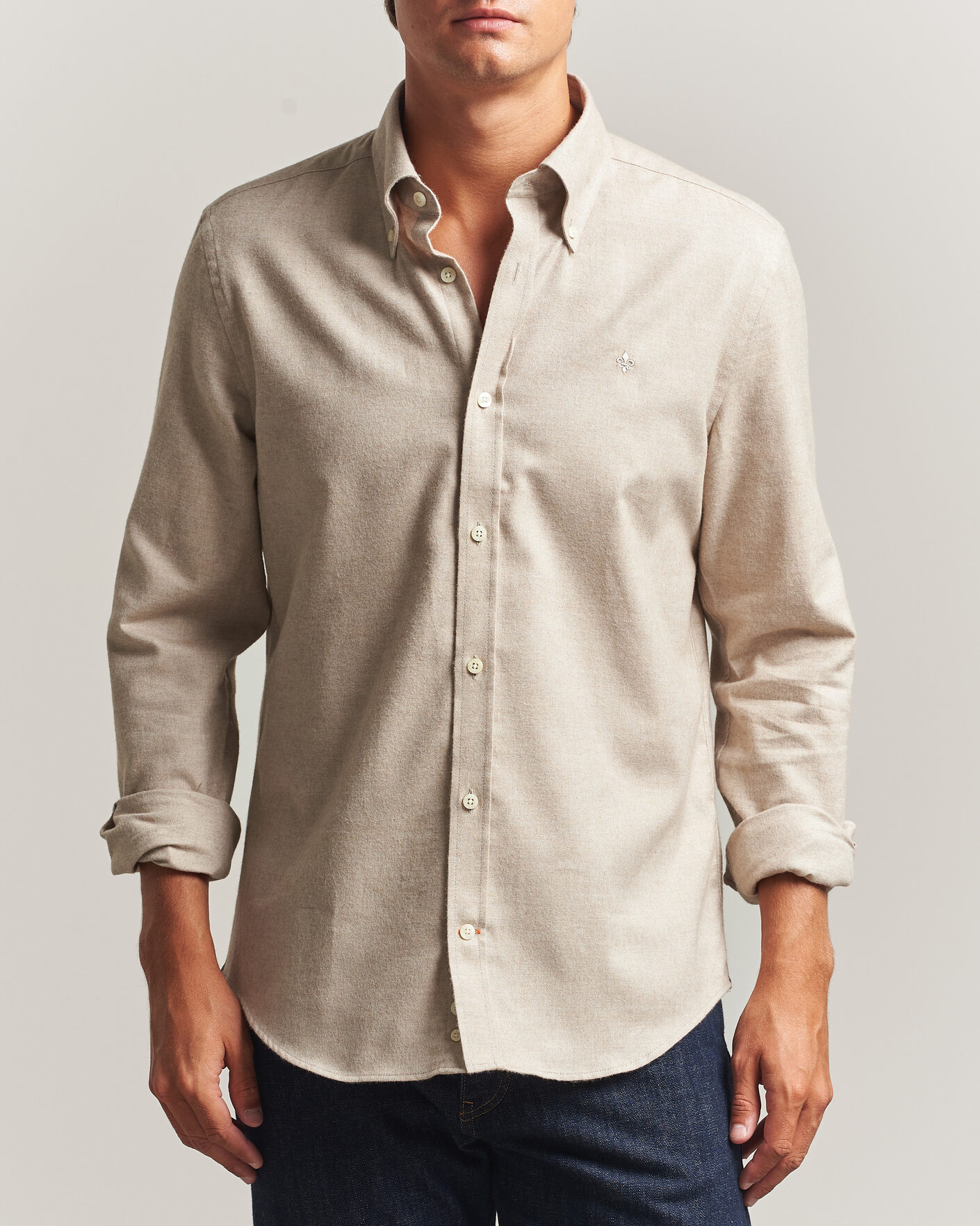 Mies | Kauluspaidat | Morris | Cashmere Twill Shirt Khaki
