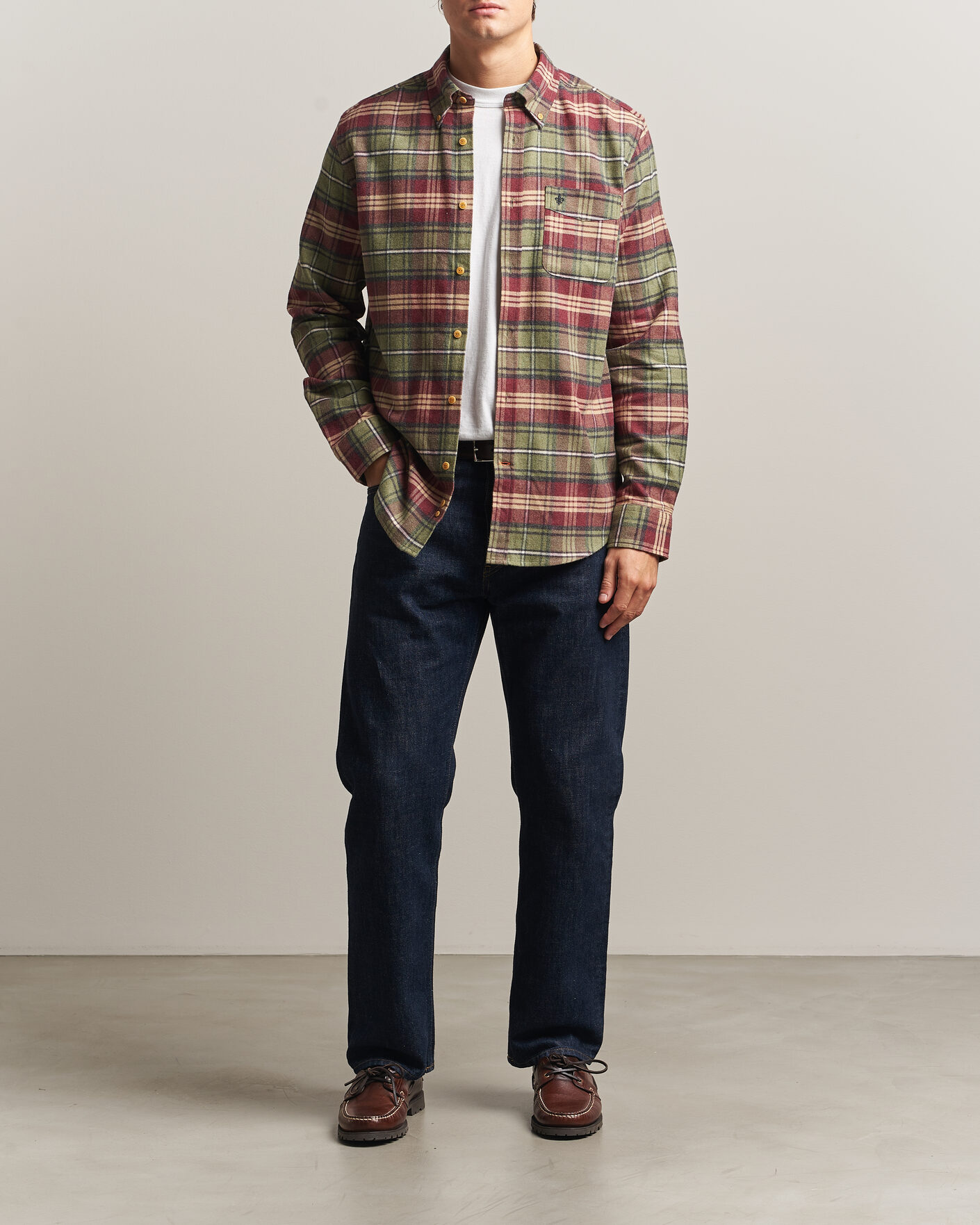 Mies | Kauluspaidat | Morris | Flanell Big Check Shirt Green