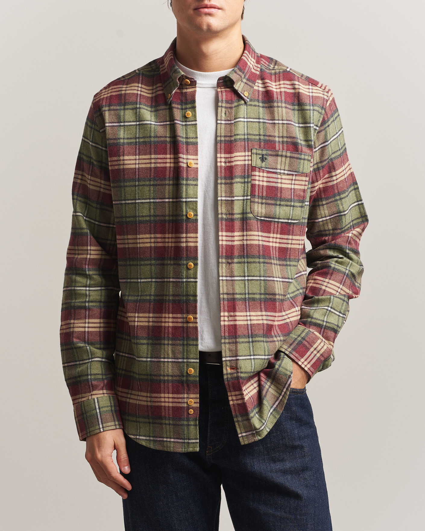 Mies | Kauluspaidat | Morris | Flanell Big Check Shirt Green