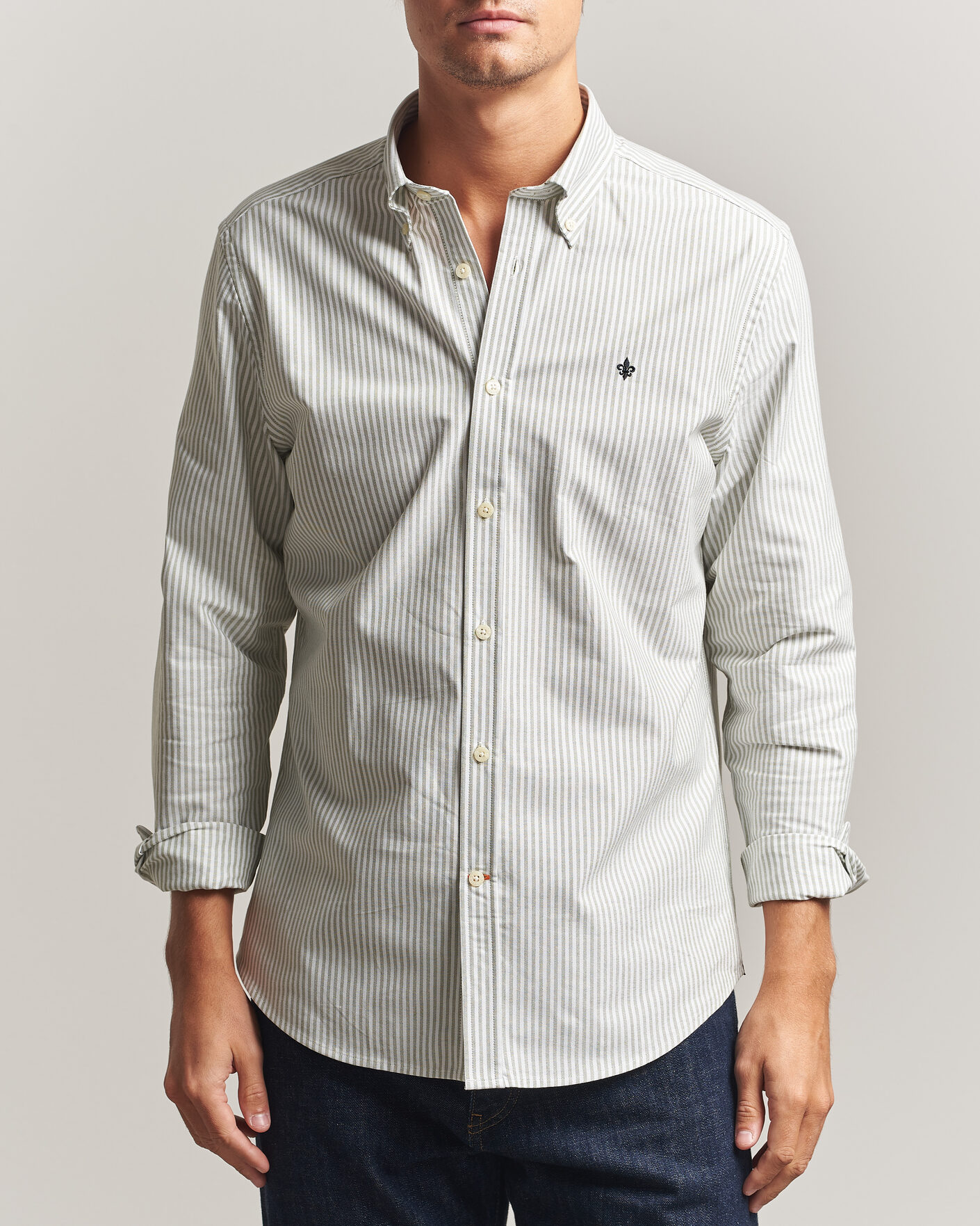 Mies | Kauluspaidat | Morris | Douglas Oxford Stripe Shirt Olive