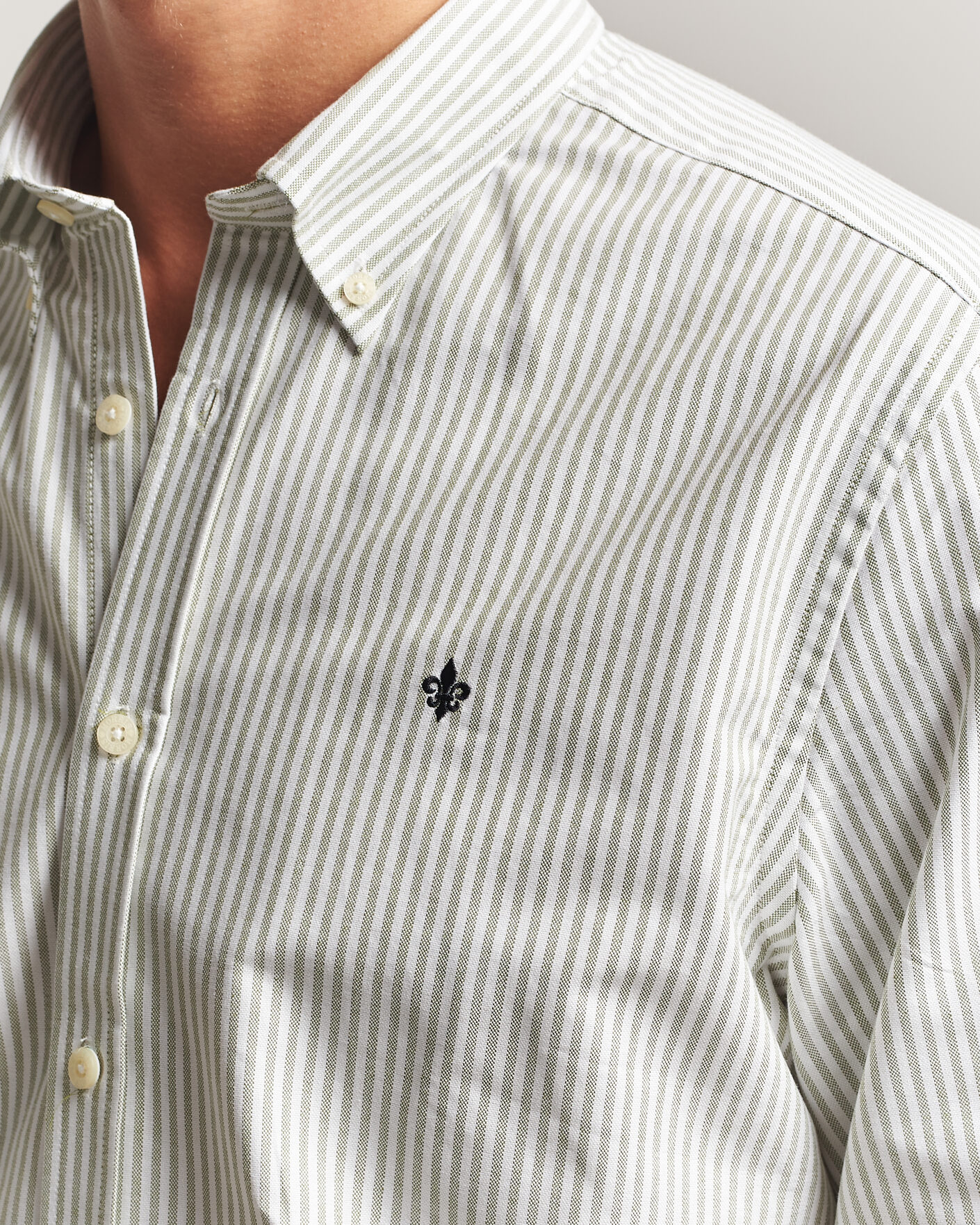 Mies | Kauluspaidat | Morris | Douglas Oxford Stripe Shirt Olive