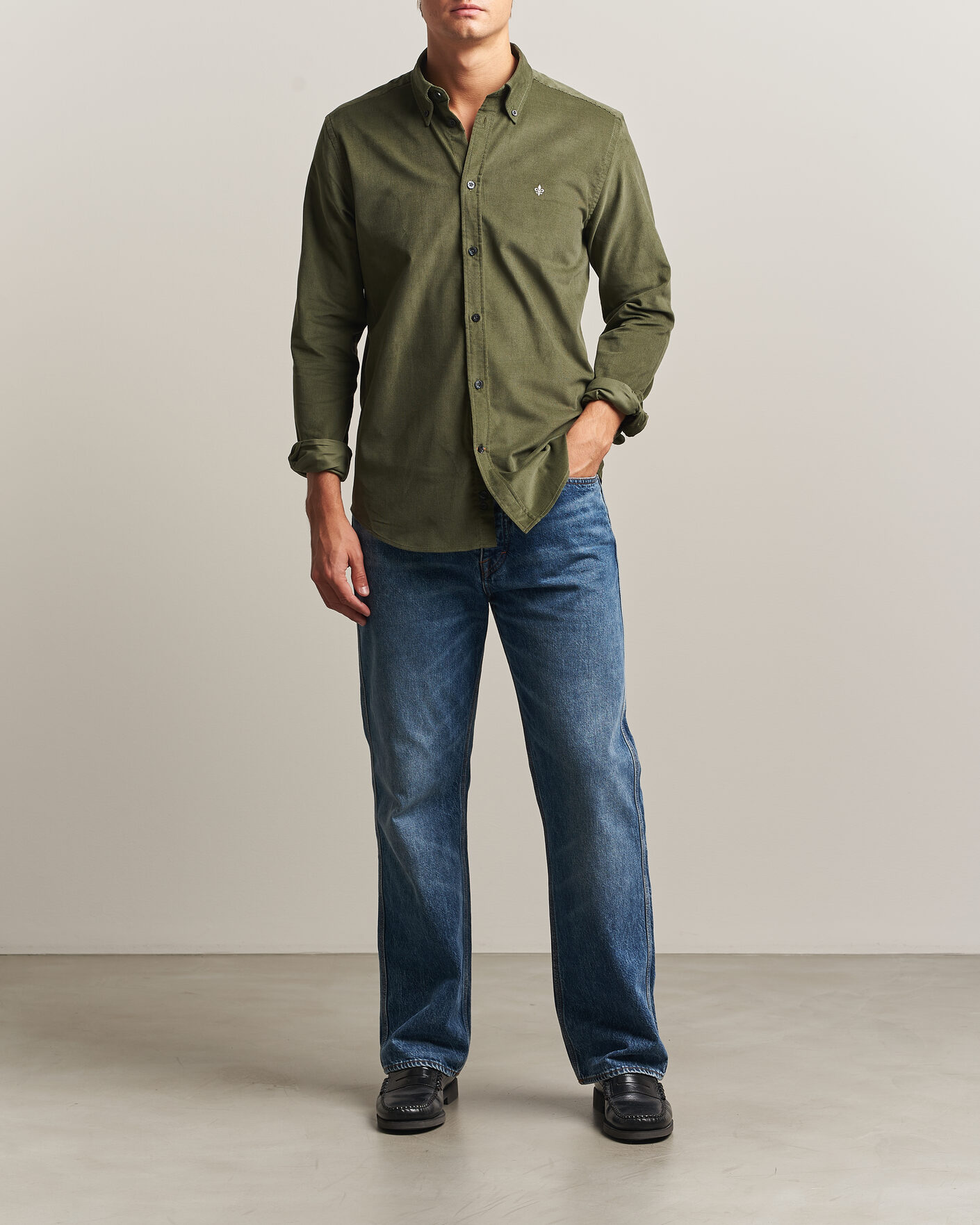 Mies | Kauluspaidat | Morris | Douglas Cord Shirt Olive