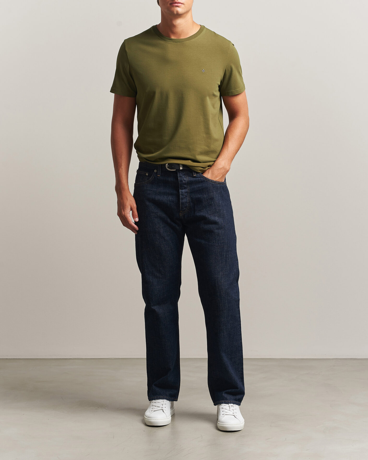 Mies | T-paidat | Morris | James Crew Neck T-Shirt Olive