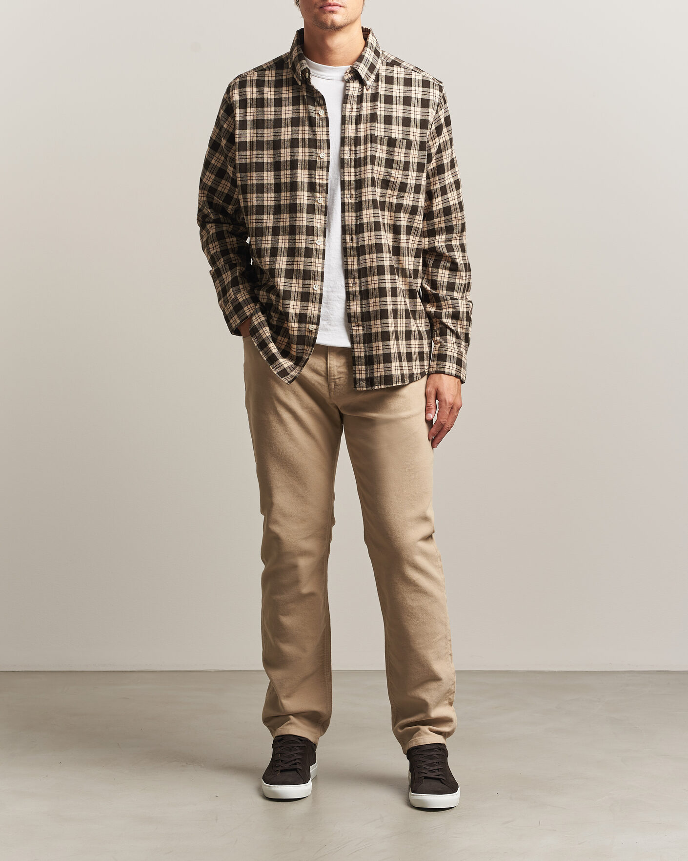 Mies | Housut | Morris | James Winter Twill 5-Pocket Pants Khaki
