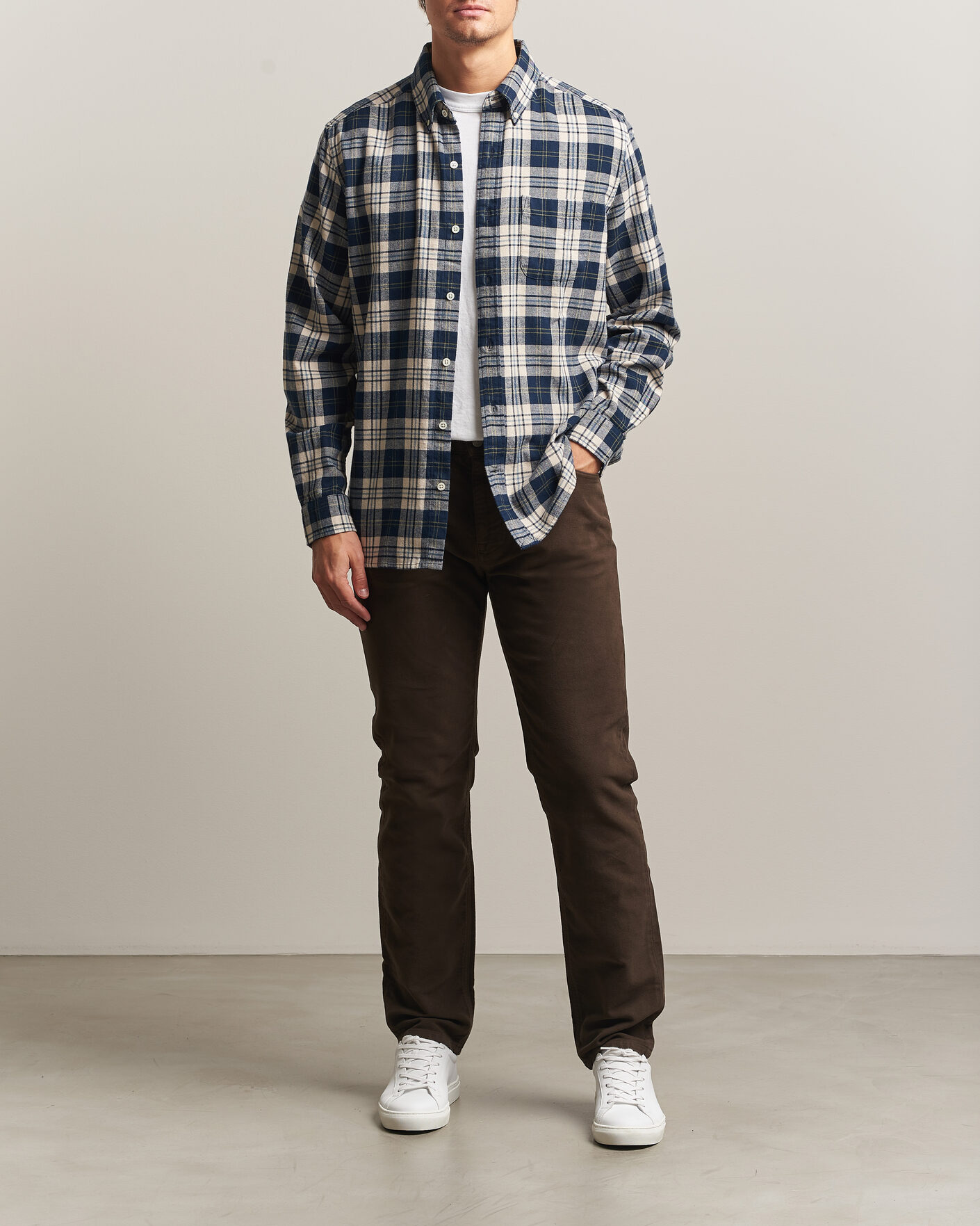 Mies | Housut | Morris | James Winter Twill 5-Pocket Pants Brown