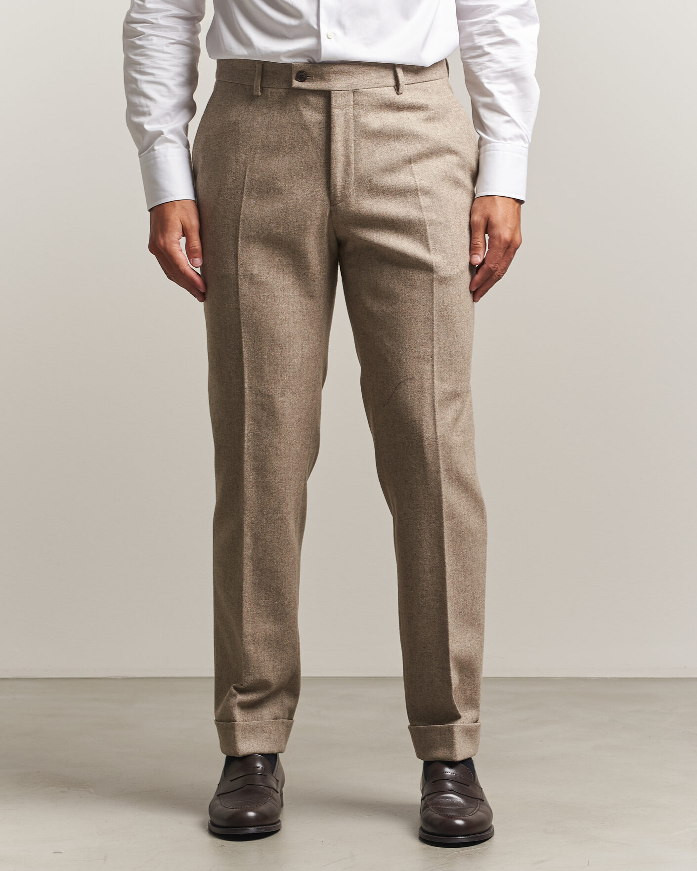 Mies | Housut | Morris | Flannel Suit Trousers Khaki