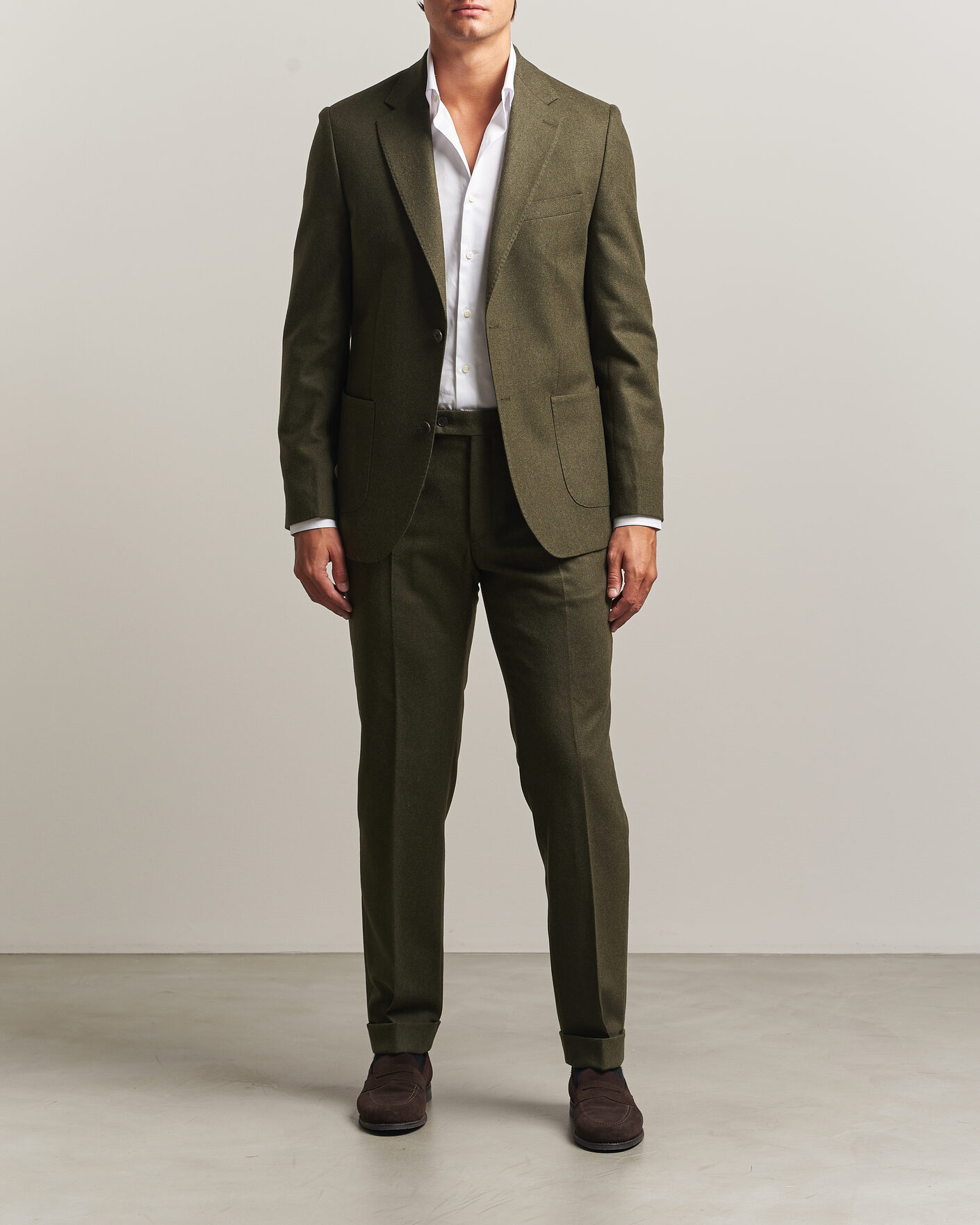 Mies | Housut | Morris | Flannel Suit Trousers Green
