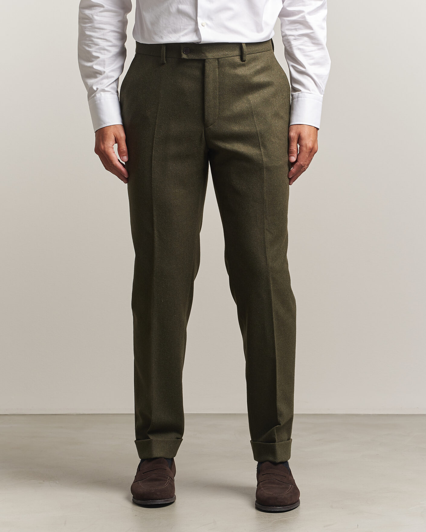 Mies | Housut | Morris | Flannel Suit Trousers Green