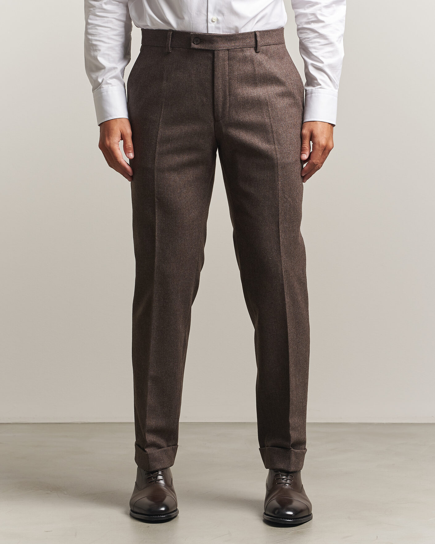 Mies | Housut | Morris | Flannel Suit Trousers Brown