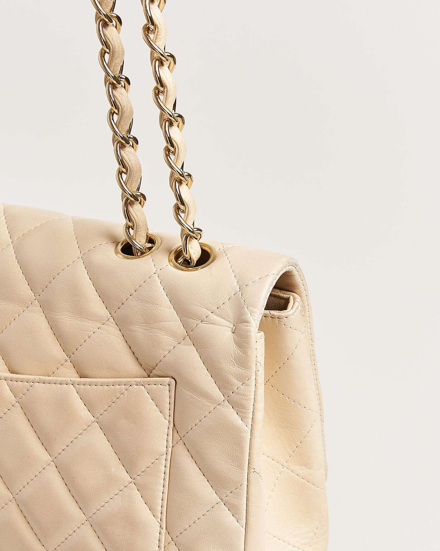 Mies | Chanel Pre-Owned Classic Jumbo Single Flap Bag Lambskin Beige | Chanel Pre-Owned | Classic Jumbo Single Flap Bag Lambskin Beige