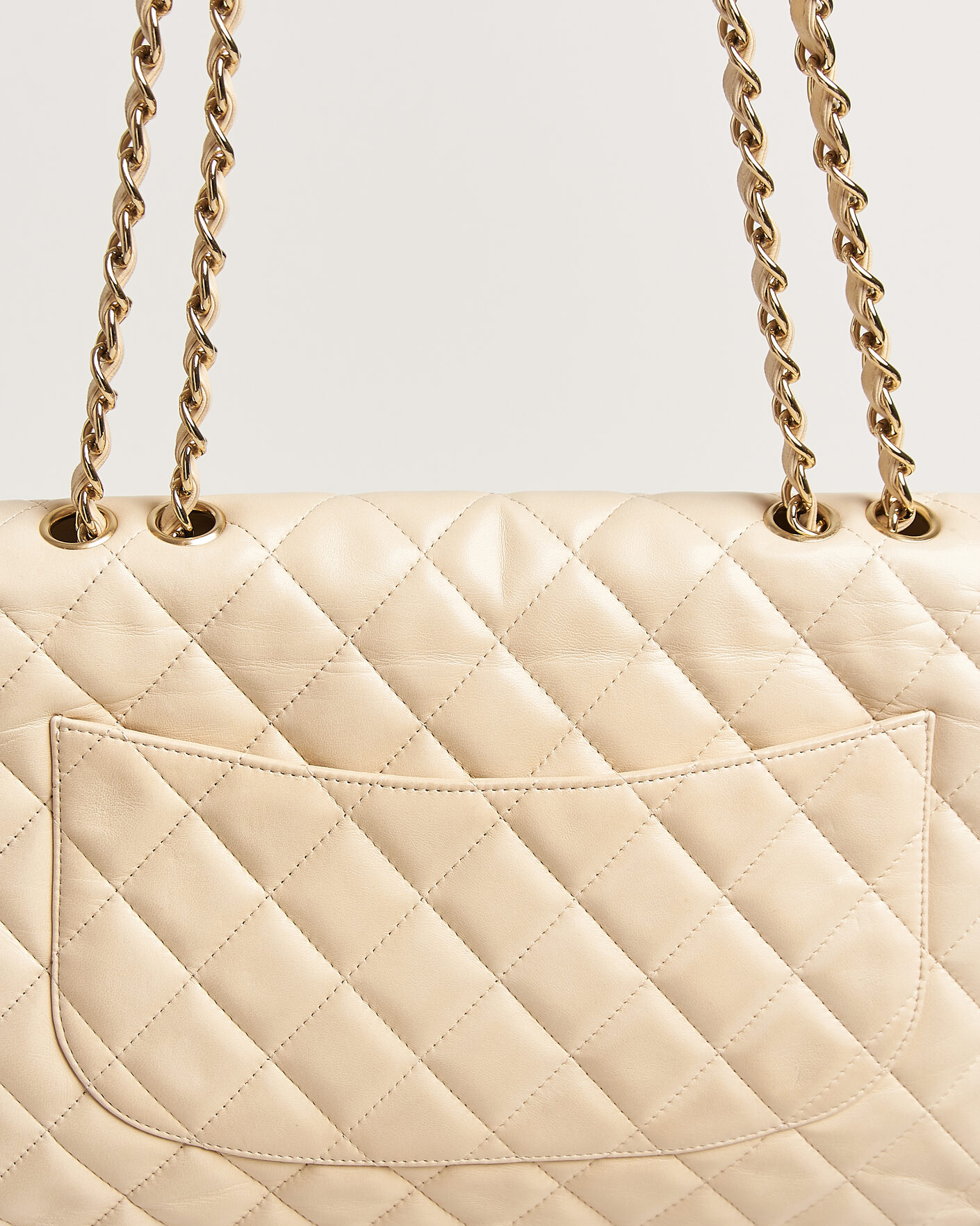 Mies | Chanel Pre-Owned Classic Jumbo Single Flap Bag Lambskin Beige | Chanel Pre-Owned | Classic Jumbo Single Flap Bag Lambskin Beige