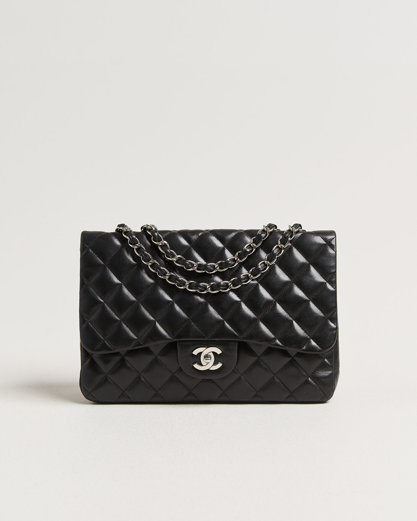 Mies | Chanel Pre-Owned Classic Jumbo Single Flap Bag Lambskin Black | Chanel Pre-Owned | Classic Jumbo Single Flap Bag Lambskin Black