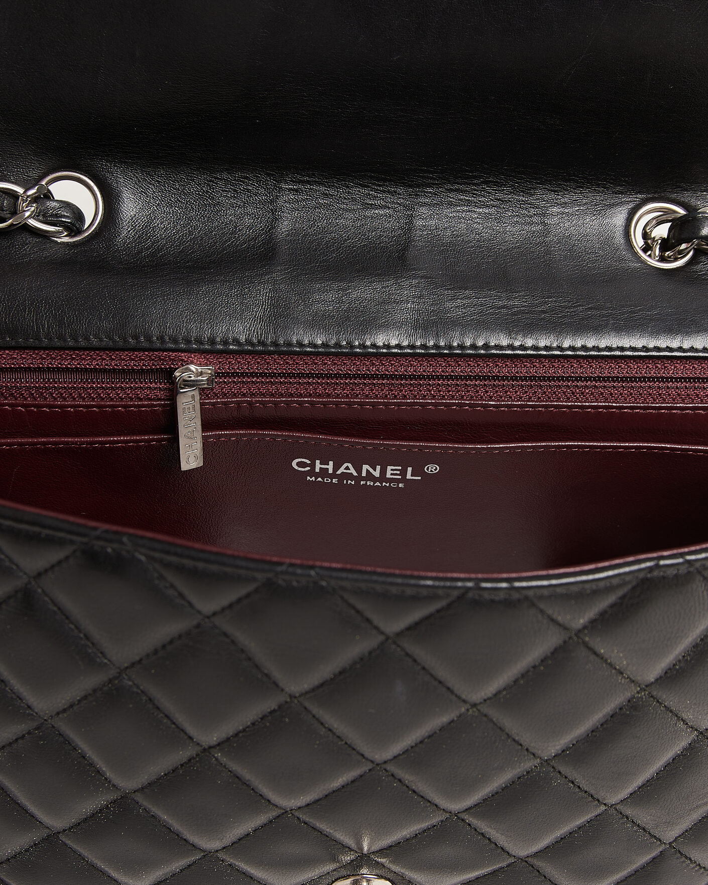 Mies | Chanel Pre-Owned Classic Jumbo Single Flap Bag Lambskin Black | Chanel Pre-Owned | Classic Jumbo Single Flap Bag Lambskin Black