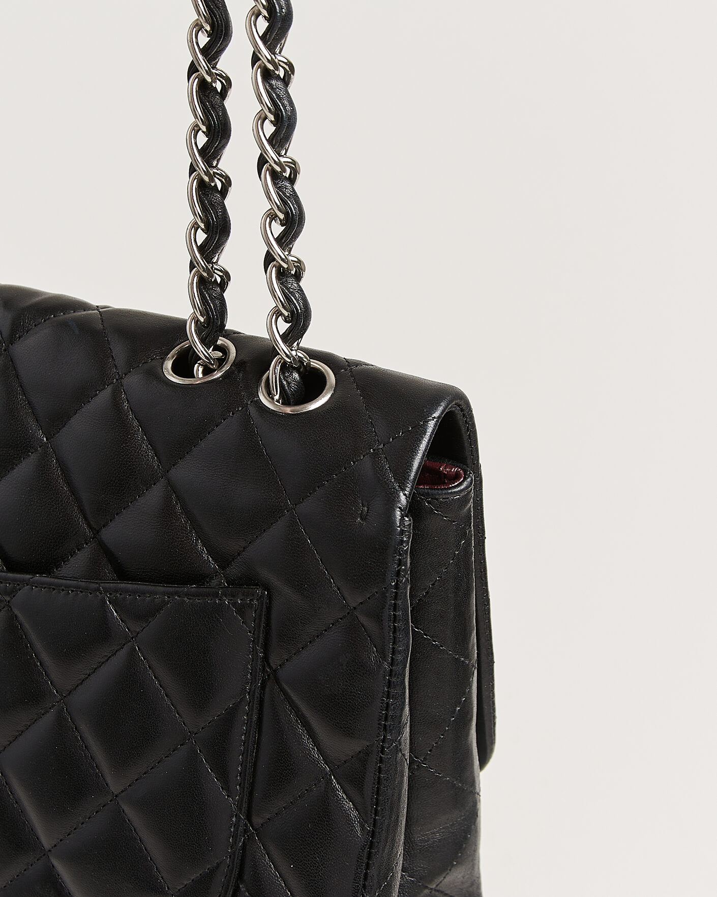 Mies | Chanel Pre-Owned Classic Jumbo Single Flap Bag Lambskin Black | Chanel Pre-Owned | Classic Jumbo Single Flap Bag Lambskin Black