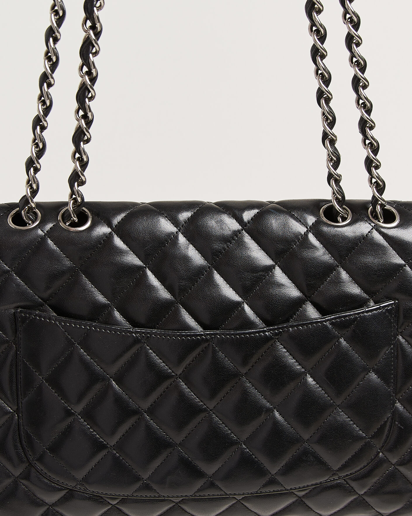 Mies | Chanel Pre-Owned Classic Jumbo Single Flap Bag Lambskin Black | Chanel Pre-Owned | Classic Jumbo Single Flap Bag Lambskin Black