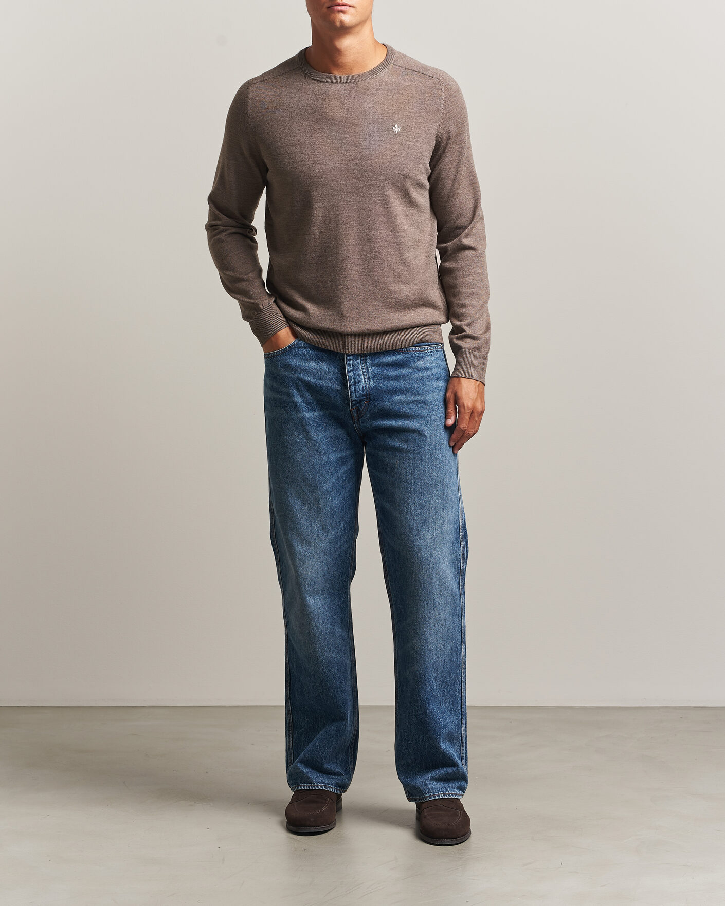 Mies | Puserot | Morris | Merino O-Neck Brown