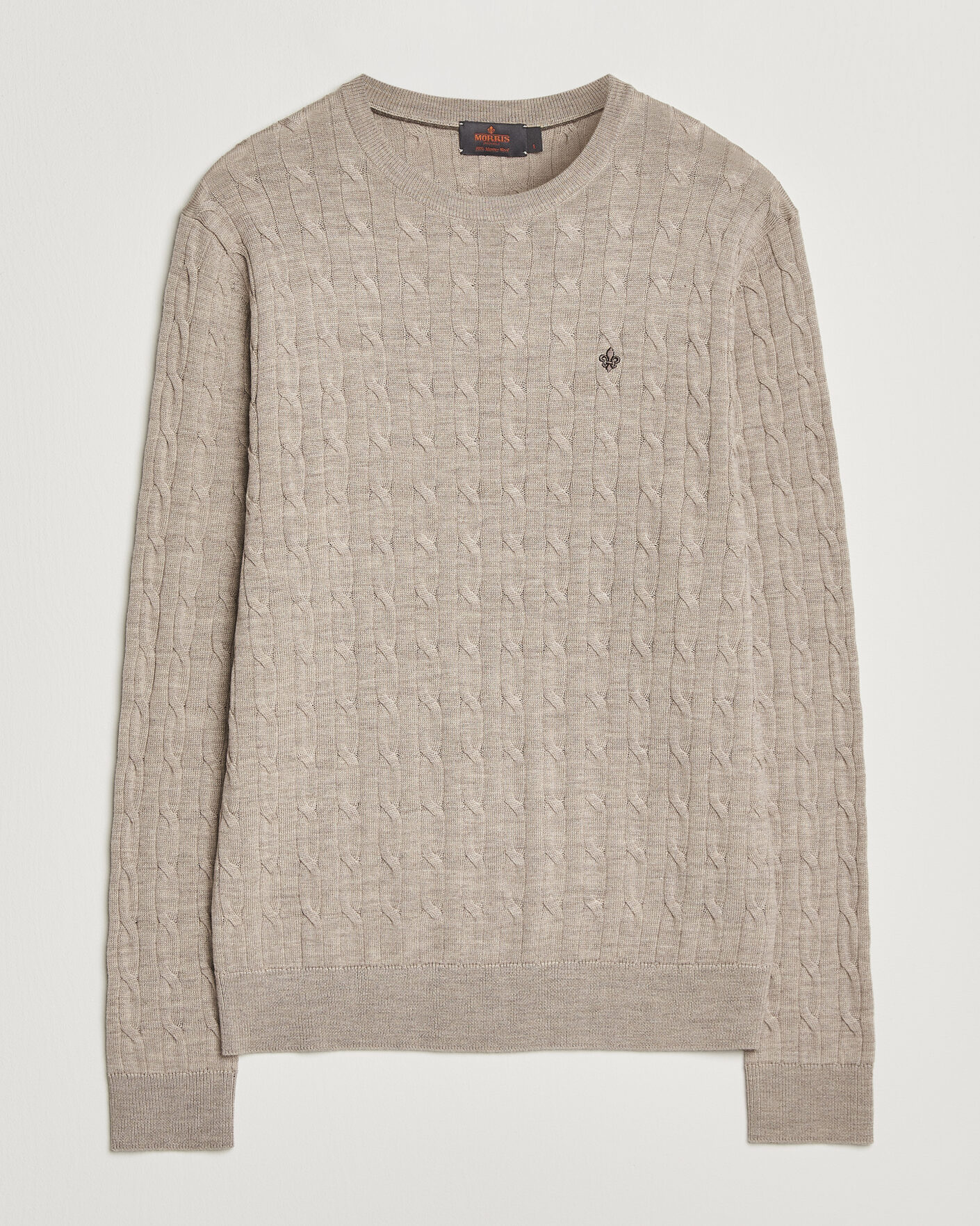 Mies | Puserot | Morris | Merino Cable O-Neck Khaki