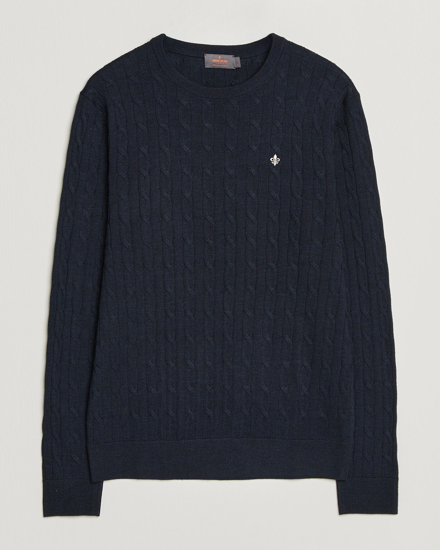Mies | Puserot | Morris | Merino Cable O-Neck Navy